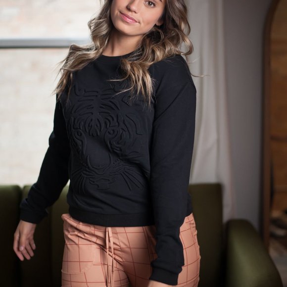 Duckthreads NWT Tiger Queen 3D Embossed Sweatshirt in Black - Picture 8 of 10